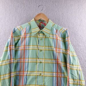 Robert‎ Graham Mens XL Long Sleeve Button Down Shirt Plaid Multi Color Flip Cuff